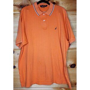 NAUTICA MENS POLO SHIRT TOP TEE size Large ORANGE 100% COTTON